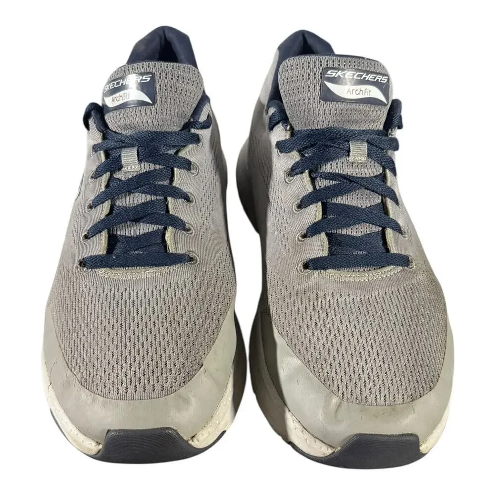 Skechers Men’s Arch Fit Sneakers Air Cooled Gray Blue Knit Comfort Size 10.5